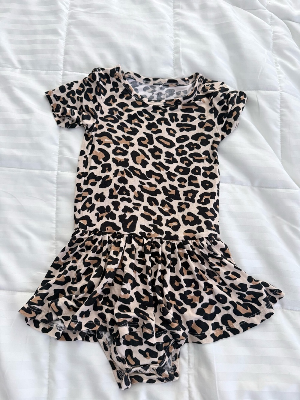 Posh Peanut Leopard Print Dress with Bodysuit - Black & Tan 2T